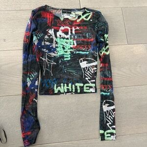 White Fox Multicolor Graphic Long Sleeve Top